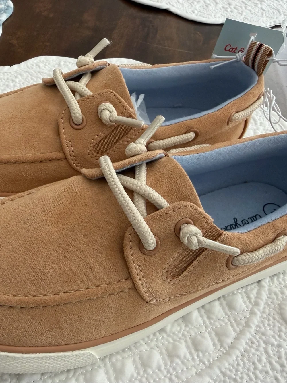 Cat & Jack Kids Tan Suede Boat Shoes
